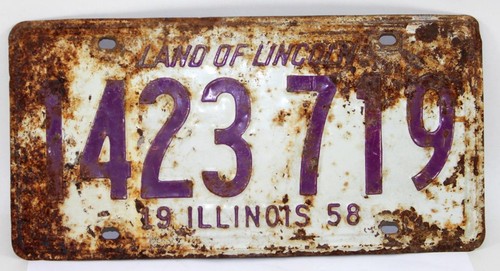 Vintage 1958 illinois license - vintage,